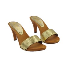 Zoccoli artigianali in pelle color oro - Made in Italy  -K6302 CRAKY ORO