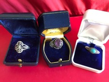 Lotto 3 Anelli Vintage da donna in Argento 925  Ametista e altro.