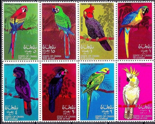 Oman 1969 uccelli pappagalli - oman,