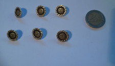 6 BOTTONI METALLO GILET PANCIOTTO STEMMA COLOR ARGENTO OPACO DIAMETRO 1,5 CM