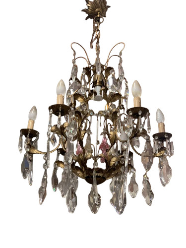 Antico lampadario con - , pendenti