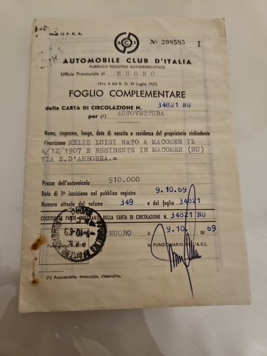 Vintage foglio - a.c.i.,