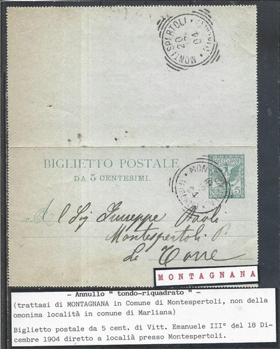 1904 annullo su biglietto - annullo, t,r,