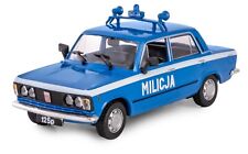 Modellino auto polizia leggendaria Fiat 125p polacca giocattolo blu pressofuso scala 1:43 Daffi