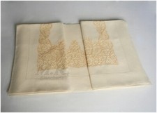 IL PIZZO CANTU' LENZUOLO PURO LINO 100% ECRU' RICAMATO A MANO LETTO MATRIMONIALE