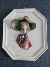 Vintage Quadretto Volto Ceramica Stile Lo Scricciolo Moretto Tezza Colombo Duso