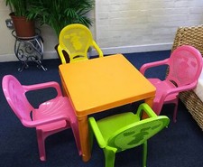 SEGGIOLONE/TAVOLO BAMBINI PLASTICA INTERNO ESTERNO IMPILABILE GIARDINO