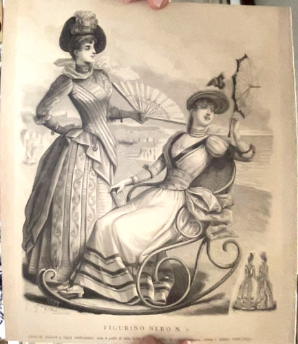 Stampa anno 1888 moda figurino