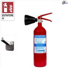 ESTINTORE A CO2 DA 2 KG OMOLOGATO 2025 CON STAFFA A MURO CERTIFICATO CARTELLO