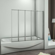 Parete Vasca Da Bagno 5 Ante Pieghevole a Libro Vetro Temperato Trasparente