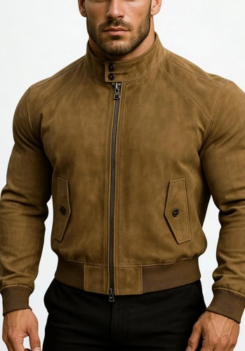 Men suede bomber jacket - bomber,