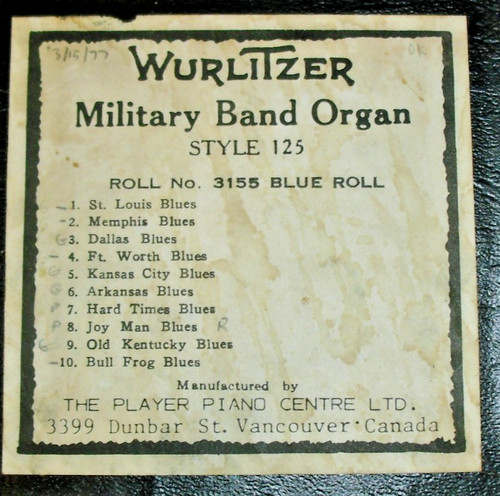 Wurlitzer rotoli organo banda - wurlitzer,