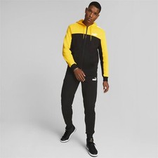 TUTA COMPLETA UOMO PUMA 670037 51  ESS COLORBLOCK TRACKSUIT GIALLO NERO ZIP