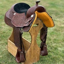 Branded15" 16" 17" Pro Western Barrel Pleasure Trail Co Sella Reining Tutte...