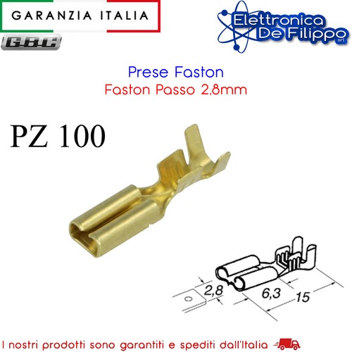100 prese faston passo 8mm - prese,