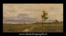 PAESAGGIO CAMPAGNA FAINI ALBERTO DIPINTO ORIGINALE OLIO 31x15