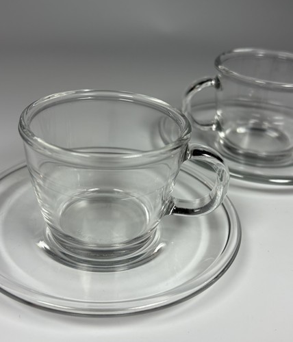 Glass espresso cup - saucer, x2