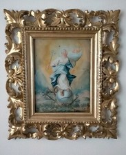 Dipinto Antico Old Master Painting Su Vetro Madonna Immacolata