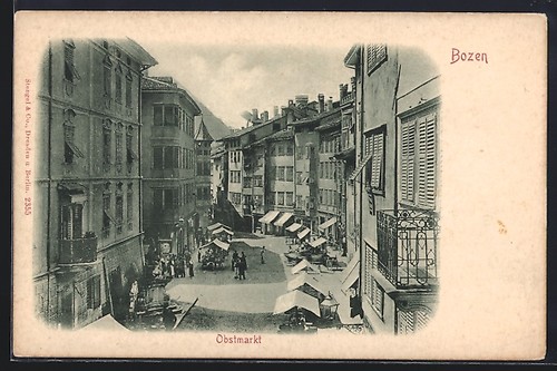 Cartolina bolzano mercato - cartolina,