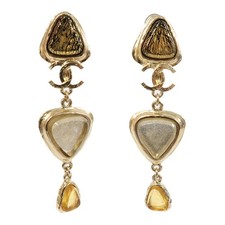 CHANEL CC Logo Strass Earrings