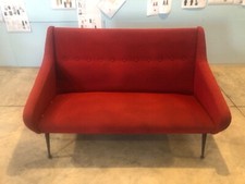Divano con poltrone - Rosso in tessuto anni 60 h.180cm. L.130 cm  Ricondizionato