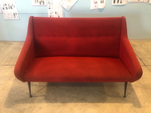 Divano con poltrone rosso in - poltrone,