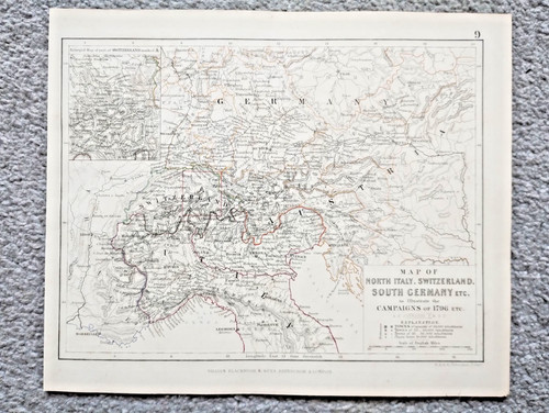 1848 antica mappa che mostra - 1848,