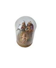 presepe in campana vetro 6x5 cm con O SENZA nativita' 3 PASTORI 6 cm plastica