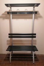 Panca Spogliatoio Palestra In Acciaio E Legno. Seduta E Appendiabiti. 