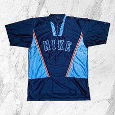 NIKE Vintage Anni 90 T-shirt Uomo Grande Logo Maglia Maglietta Blu Taglia L