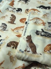 MARCATO tessuto stoffa KITTENS GATTI gattini SCAMPOLO PURISSIMO COTONE 3,5 mt