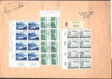 1954 SWITZERLAND, Pro Patria Zum. 66/70 block of eight on 2 large envelopes