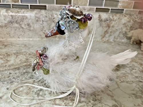 Bejeweled real feather swan - bejeweled,