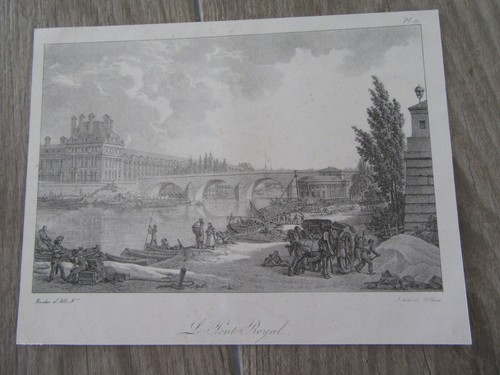 Gravure 1850 pont royal - gravure,