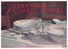 PUBBLICITA' 1932 RICHARD GINORI PORCELLANA CERAMICA SERVIZIO PIATTI R.DI MASSA