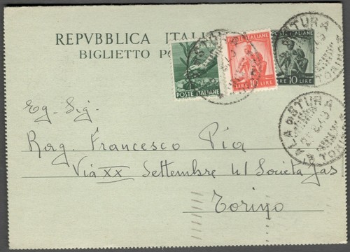 Storia postale italia - storia, 1949
