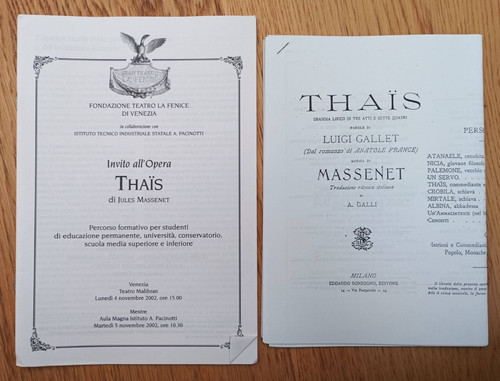 Invito all opera thais di - invito, all'opera:
