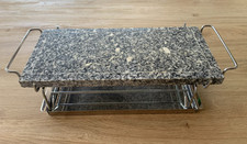 Pietra Lavica Ollare per Barbecue 37x19x2 cm – 2 Fuochi con Base in Acciaio