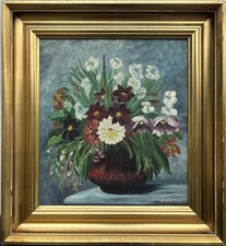 Natura Morta Impressionista Con Fiori Estivi E Vaso Olio Su Tela 1925