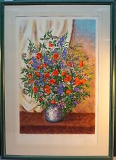 FRANCO BOCCHI- FIORI- GRANDE SERIGRAFIA CON CORNICE 104x75 NATURA MORTA