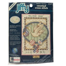 Sunset Jiffy La Cicogna Consegna Record Nascita #16718 Kit Punto Croce Contato