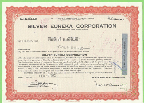 Silver eureka corporation - eureka,