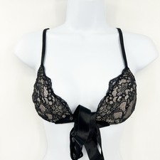 Reggiseno donna Intimissimi Lingerie stravagante coquette cravatta davanti pizzo nero