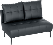 Divano 2 Posti Compatto in Finta Pelle, Divano Moderno Trapuntato a Bottoni Con 