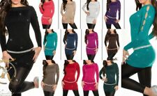 Sexy Miss Donna Maglia Fine Pullover Lungo Cuts Mini Abito Lurex 34/36/38