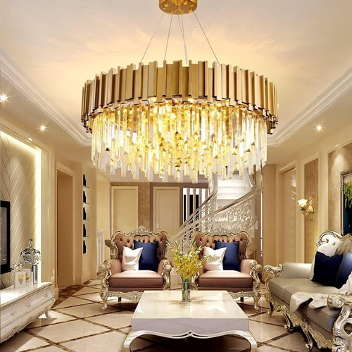 Lampadario cristallo lusso oro