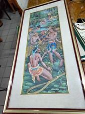 BATIK DIPINTO A COLORI SU TELA CON SCENA DIVITA CAMPESTRE Bali