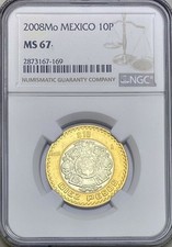 2008MO MEXICO 10 PESOS NGC MS