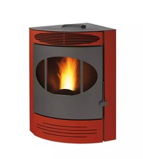STUFA A PELLET ANGOLARE VENTILATA CARIS "GEMMA" BORDEAUX 10,5 KW