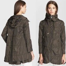 MONCLER Albatre Giubbotto Anorak Parka Khaki Ruffle Zip con Cappuccio Tg 1 Small Nuovo senza etichette